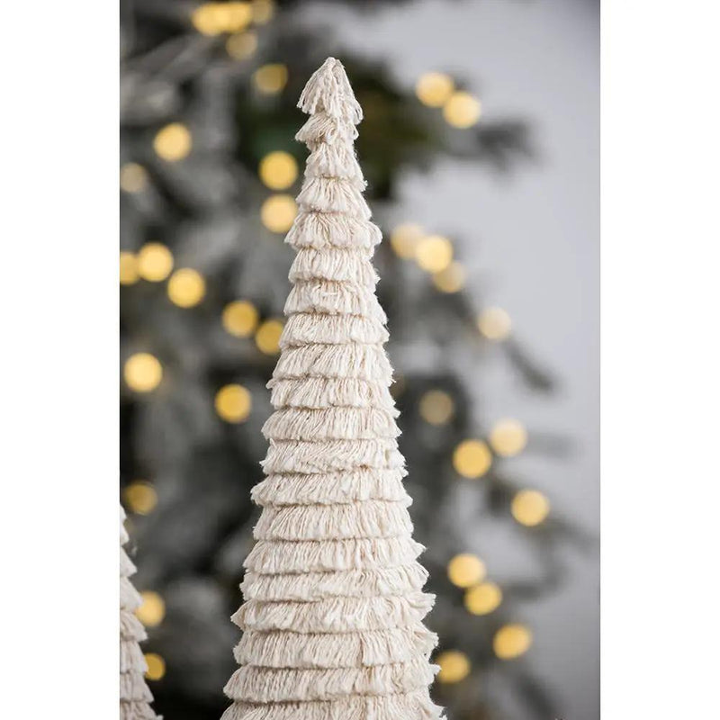 D5.1x21.7" Fringes Embellished Cone With Wooden Base by HouseOfZazla