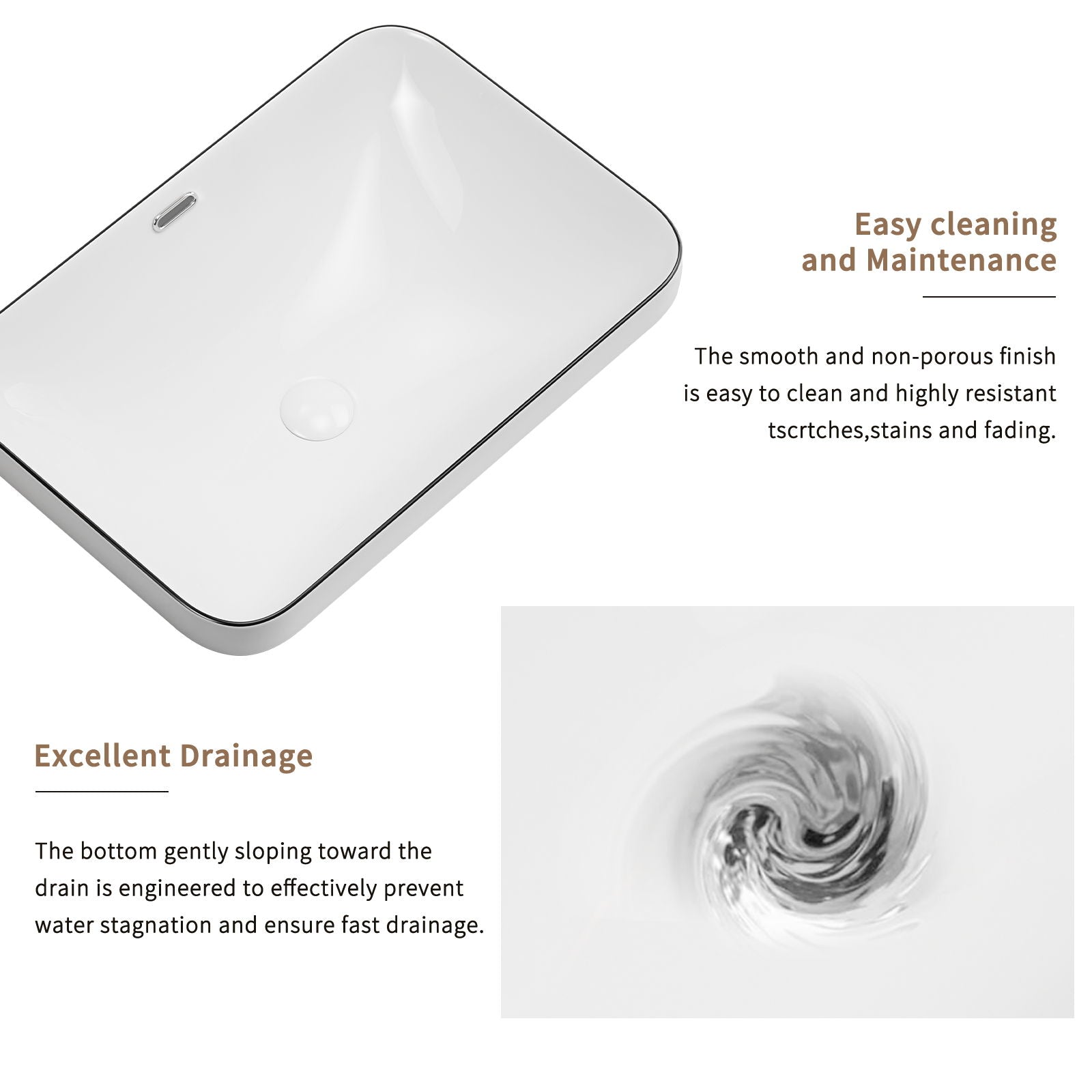 Undermount Bathroom Sink, Vessel Basin For Vanity Countertop - Milk White / Black by HouseOfZazla