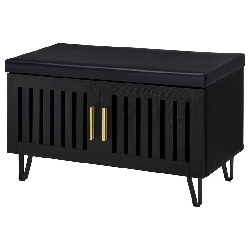 Brixton 2-door Padded Entryway Shoe Storage Bench Black by Unique Piece Furniture