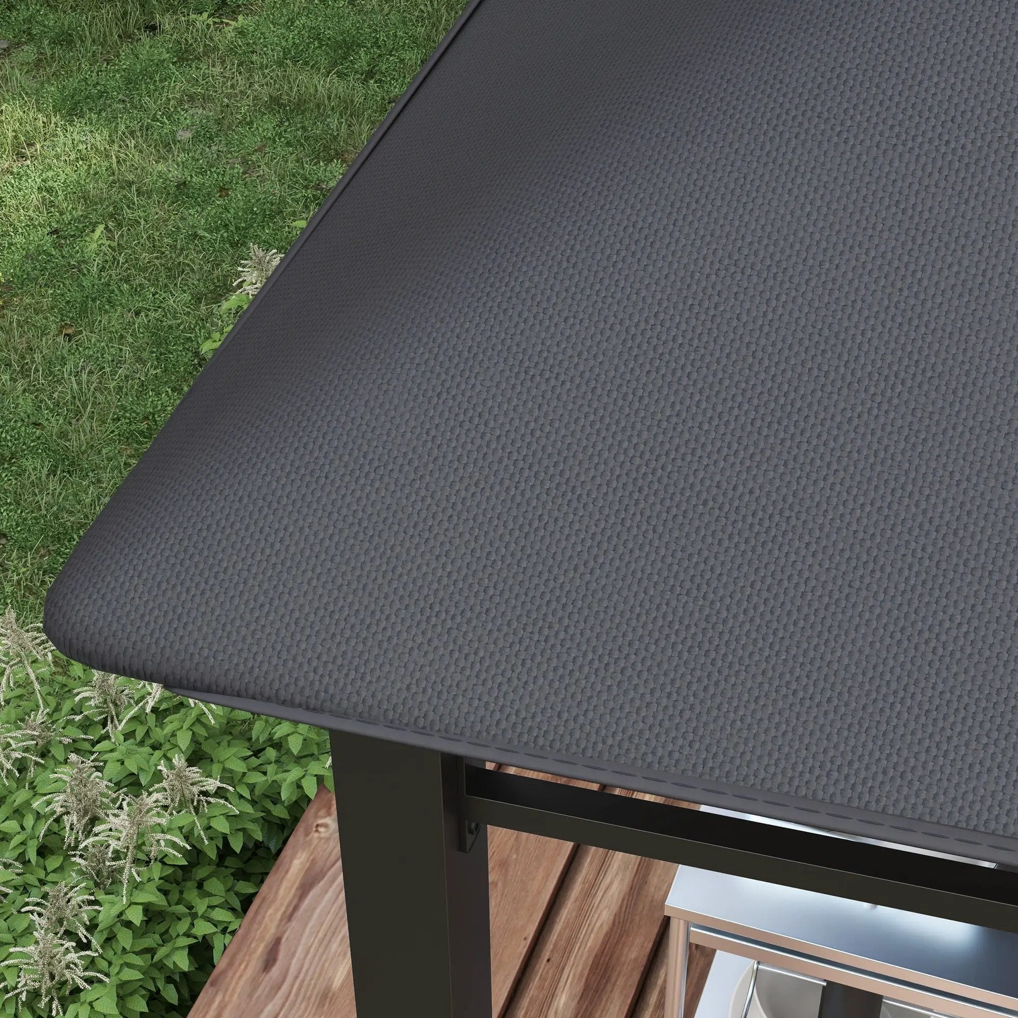 Outsunny - 10' x 10' Soft Top Patio Gazebo Outdoor Canopy With Unique Geometric Design Roof, All-Weather Steel Frame - Gray by HouseOfZazla