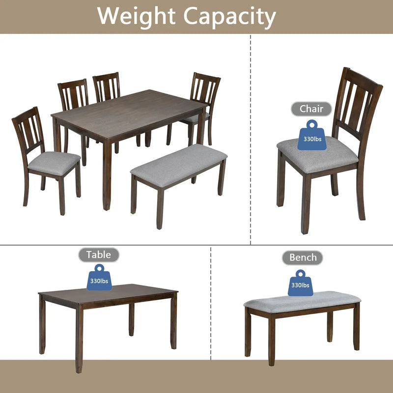 Kitchen Dining Set, Rectangular Dining Table With Upholstered Chairs by Unique Piece Furniture