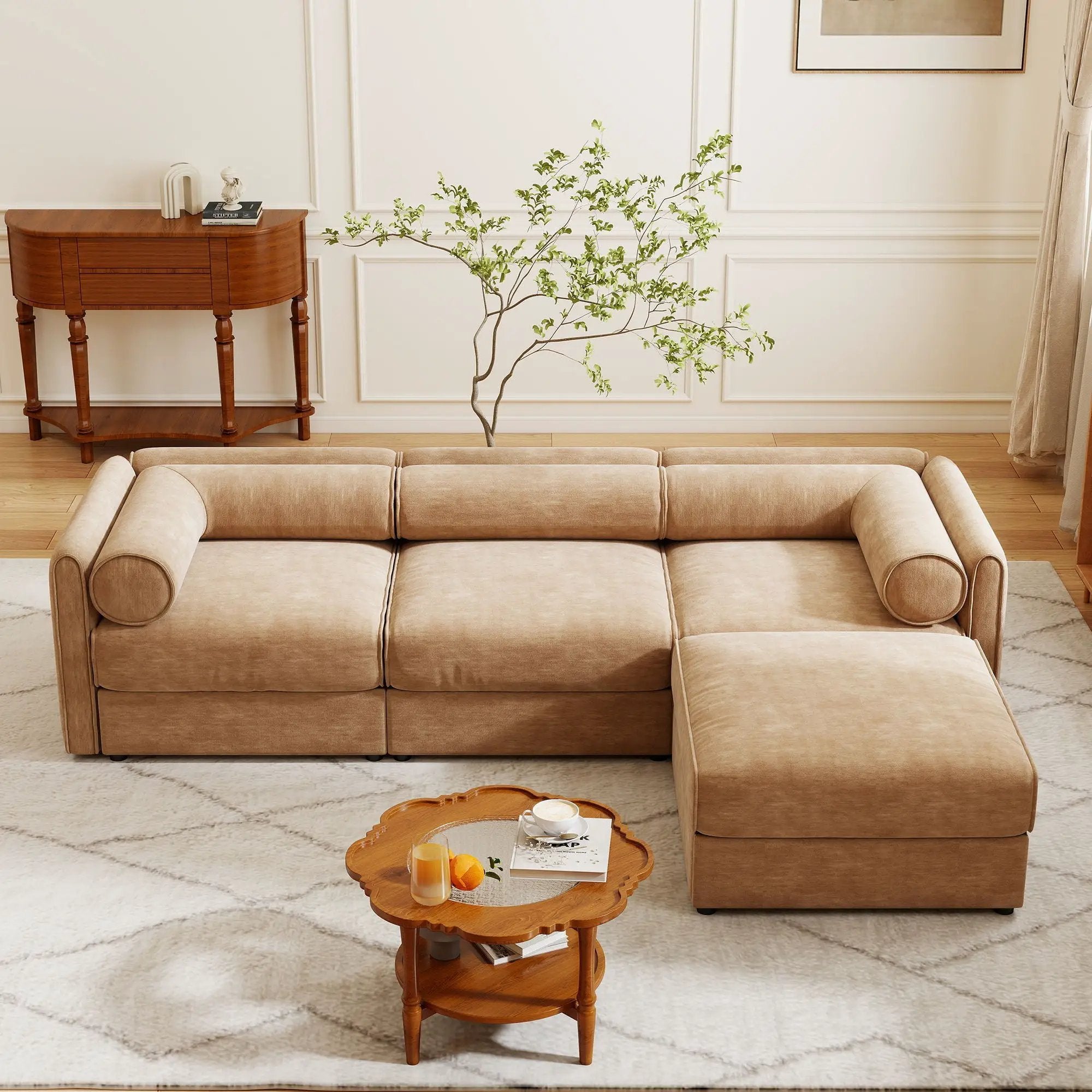 Contemporary Elegant Sofa With Storage And Ottoman by Unique Piece Furniture