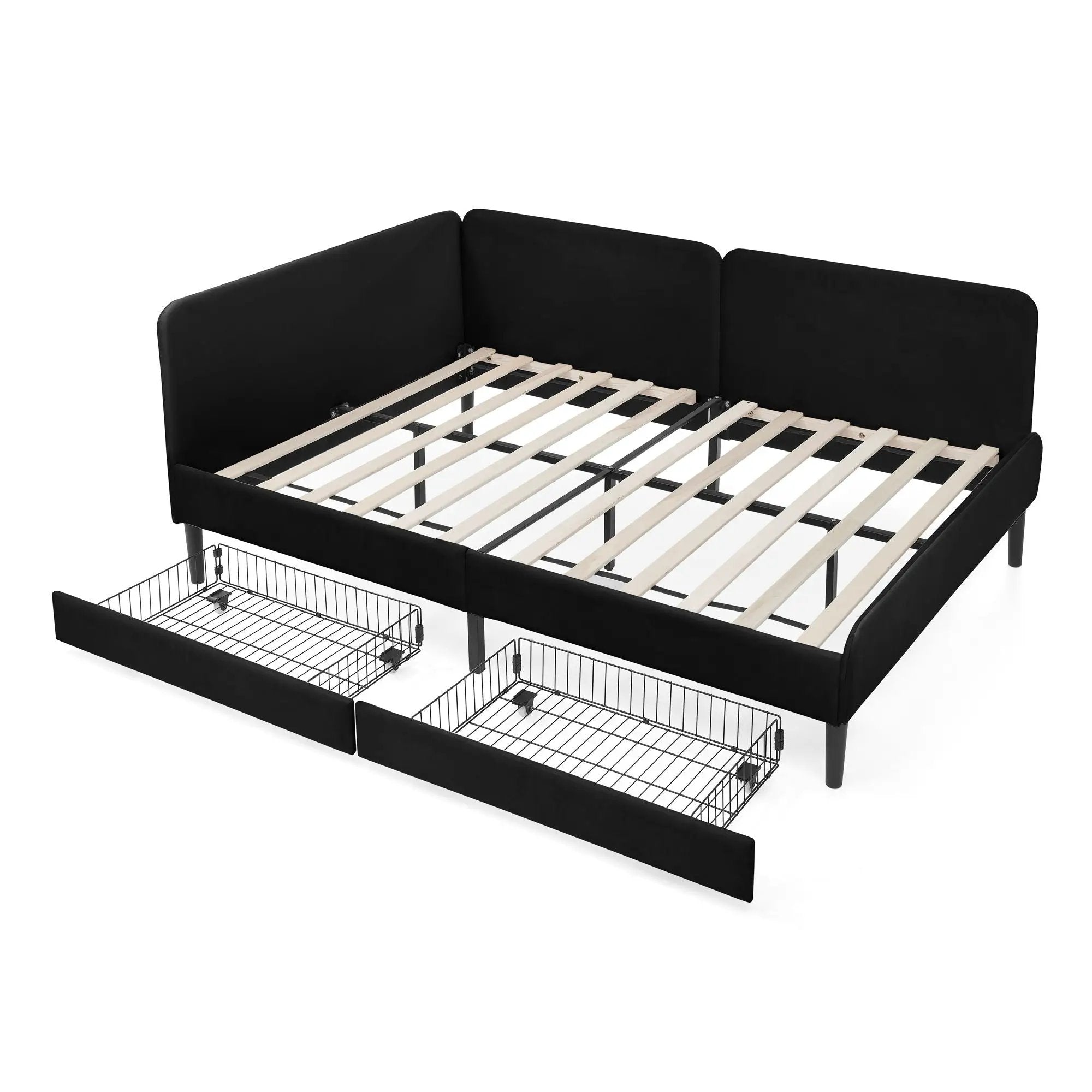 Upholstered Platform Bed Frame With 2 Storage Drawers And Adjustable Sofa Bed by Unique Piece Furniture