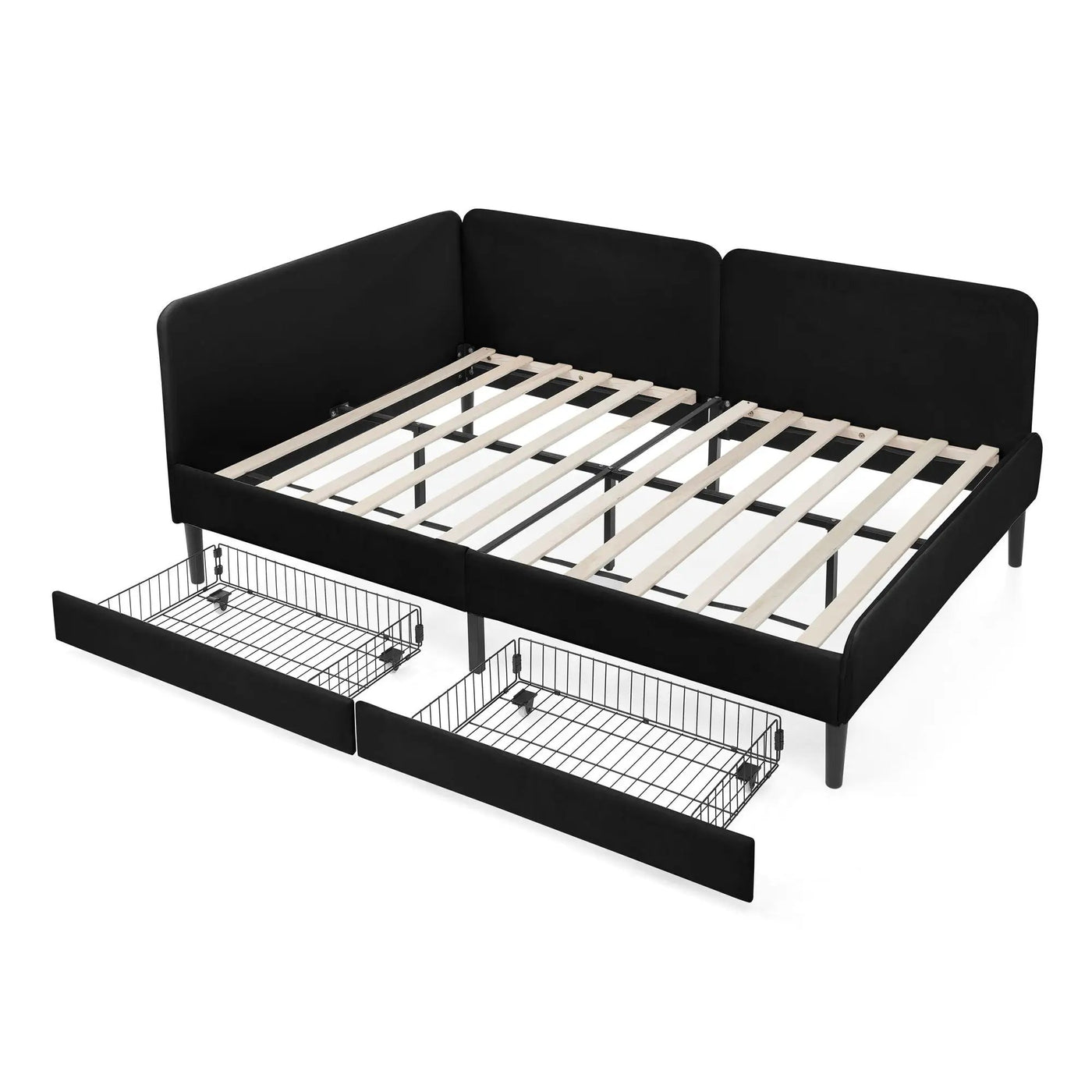 Upholstered Platform Bed Frame With 2 Storage Drawers And Adjustable Sofa Bed by HouseOfZazla
