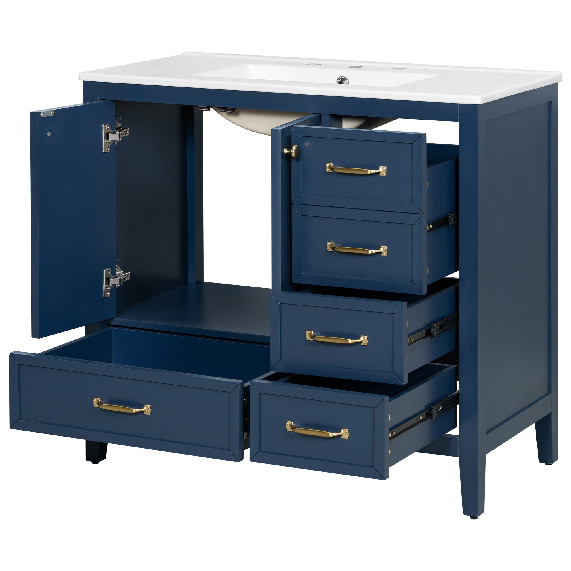 Elegant Vintage Bathroom Vanity With Sink and Soft Closing Drawers by HouseOfZazla