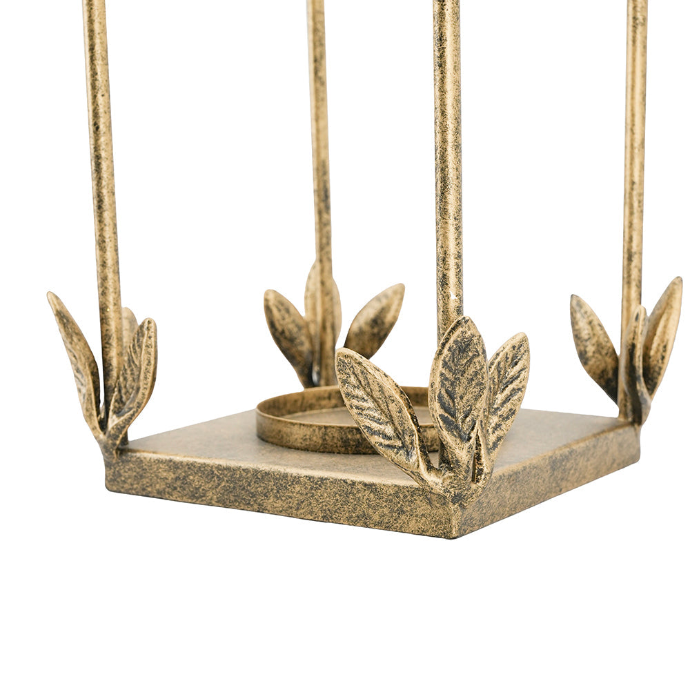 Distressed Gold Iron Lantern Set of 2 with Arched Design - Gold, photo 5 of 10