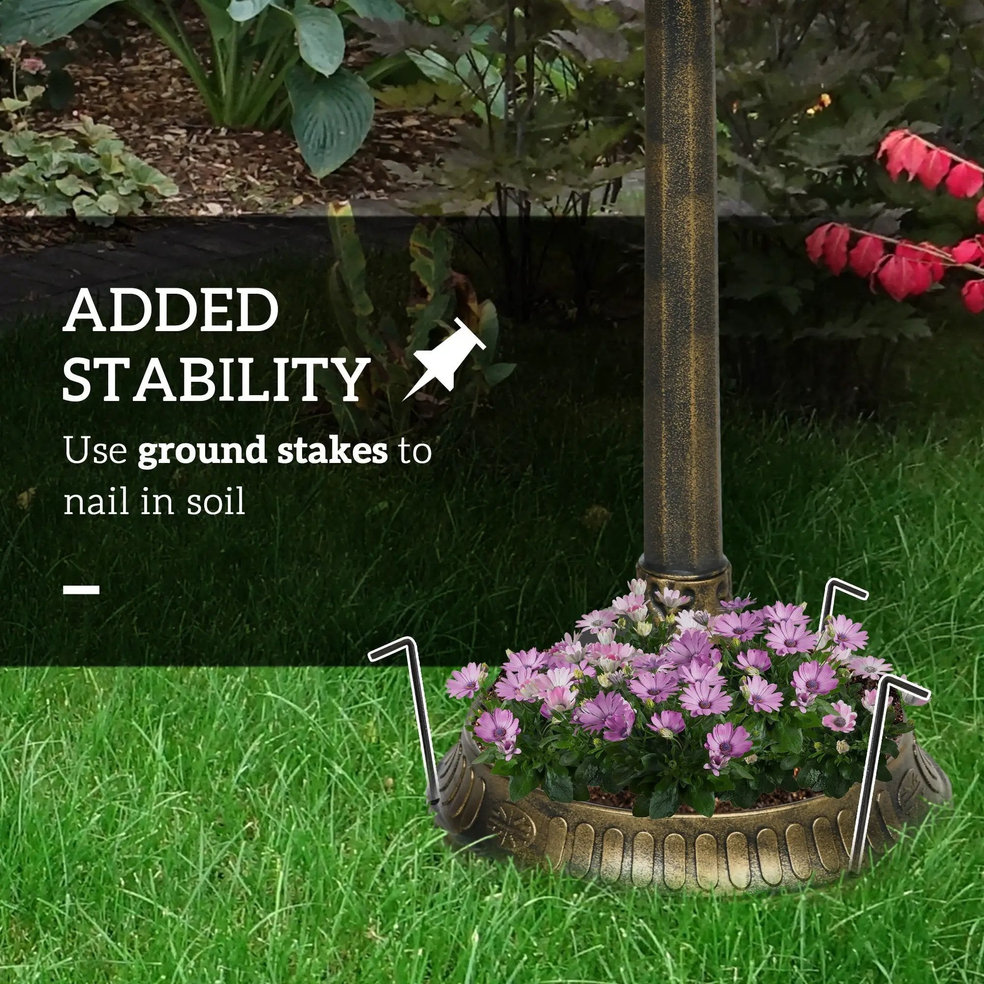 Outsunny 32' Antique Bird Bath with Pedestal Flower Planter Base by HouseOfZazla