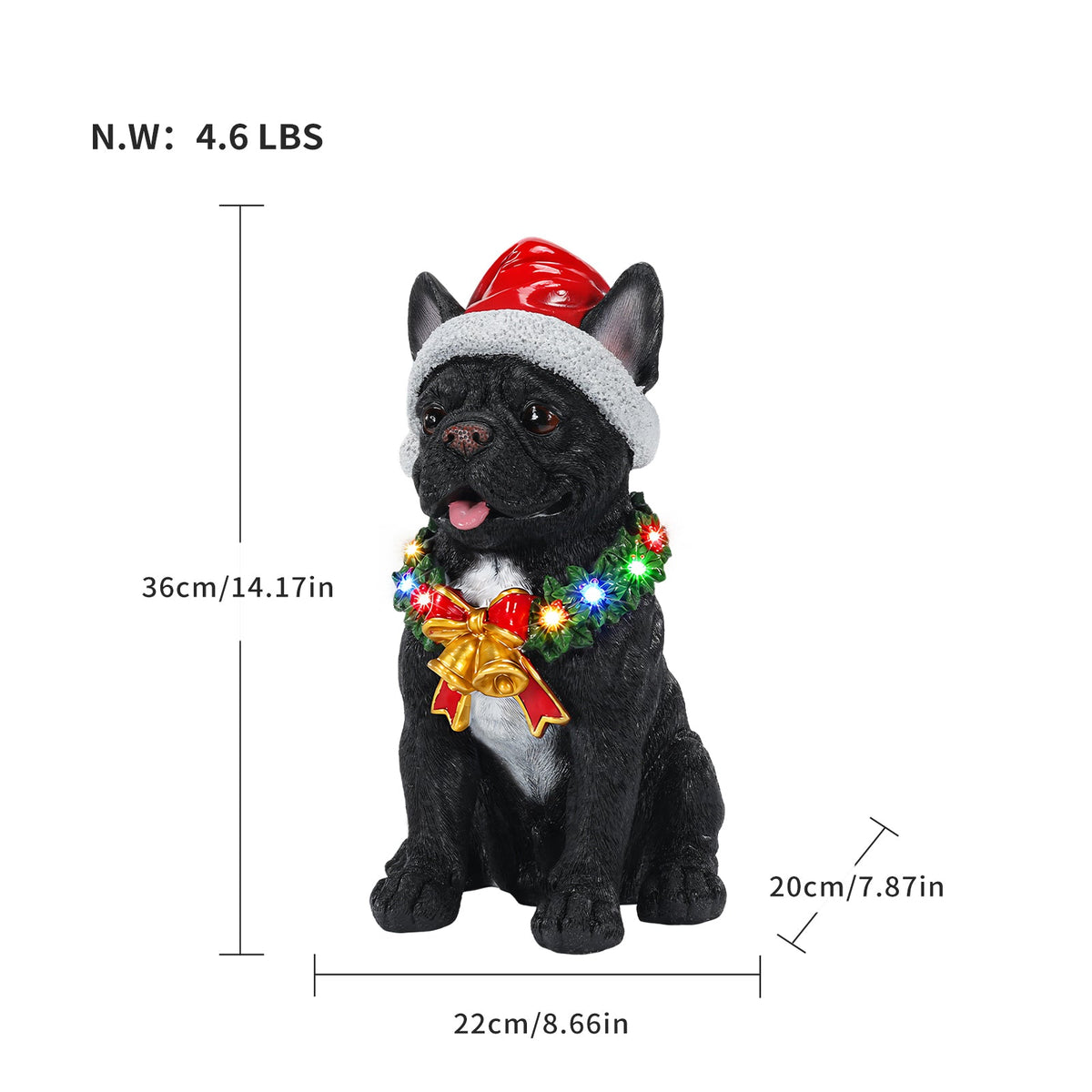 Lighted Christmas French Bulldog Statue, photo 4 of 10