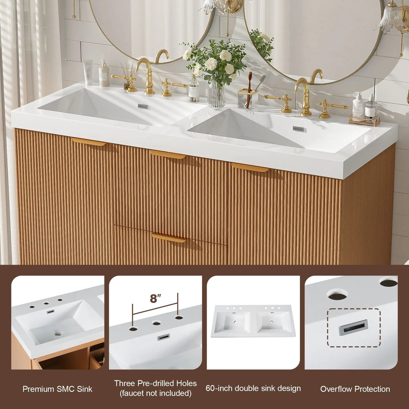 Modern Wall Mounted Bathroom Vanity, Soft Close Doors by HouseOfZazla