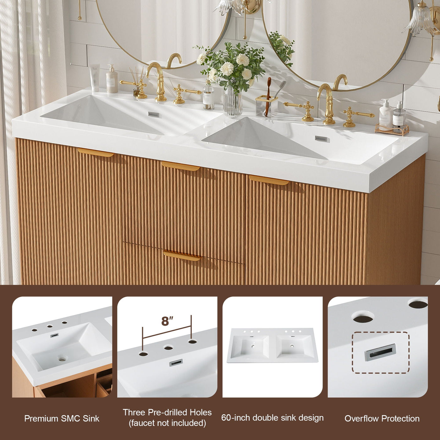 Modern Wall Mounted Bathroom Vanity, Soft Close Doors by Unique Piece Furniture