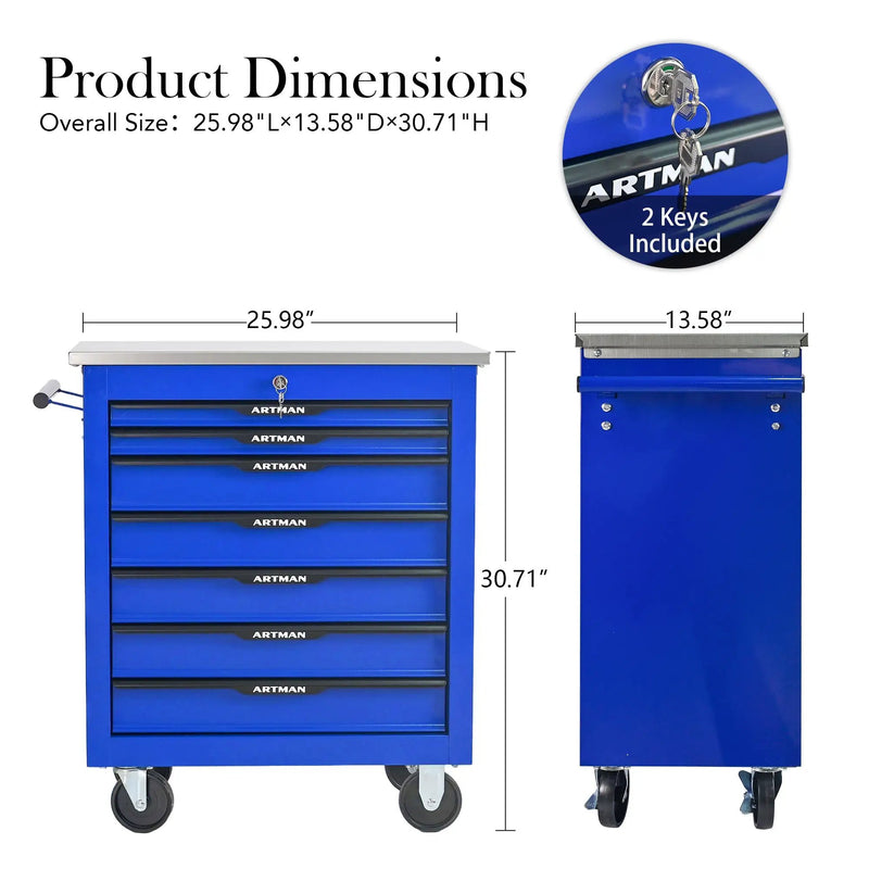 7 Drawers Multifunctional Tool Cart with Wheels by HouseOfZazla