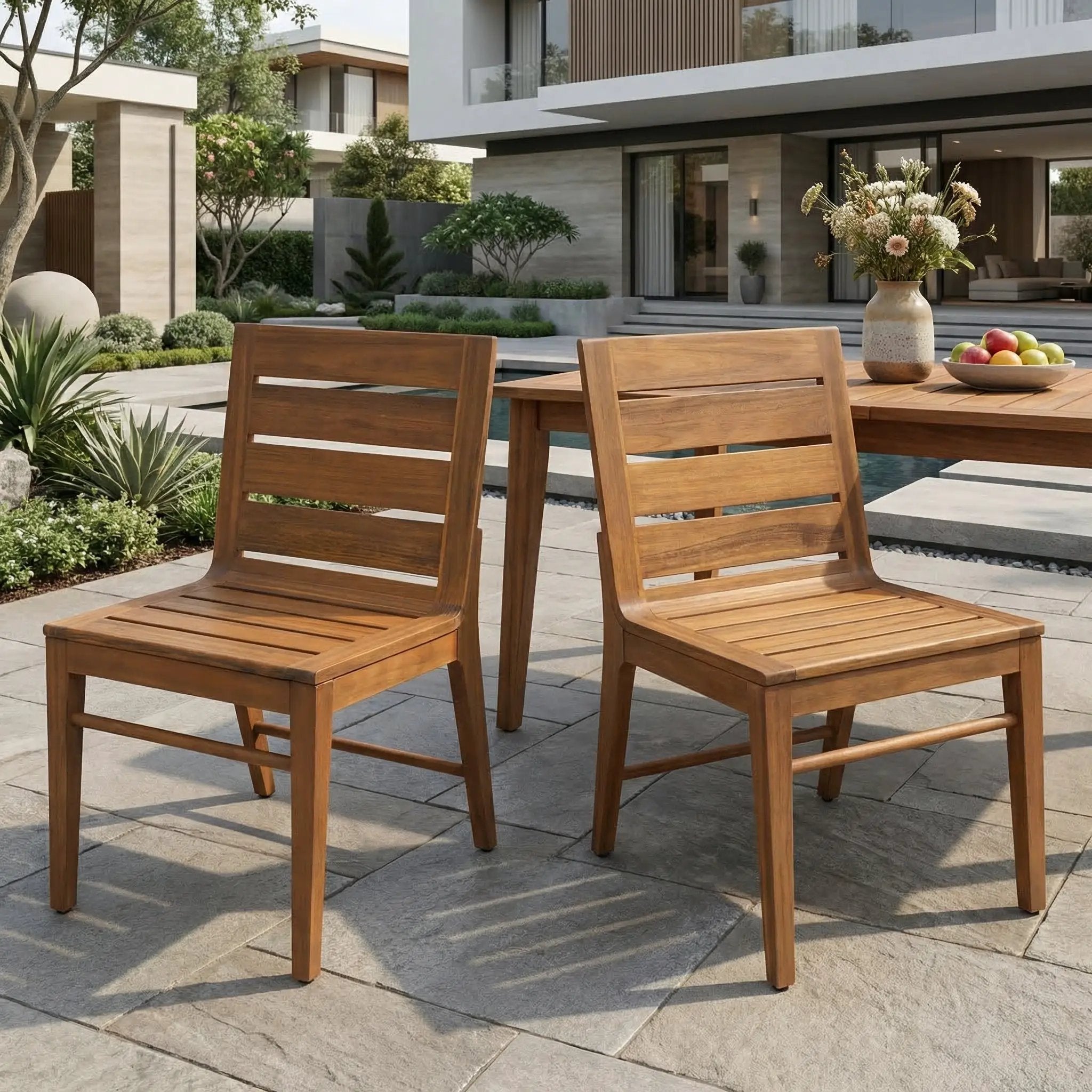 Outdoor Acacia Wood Dining Chair (Set of 2) by HouseOfZazla