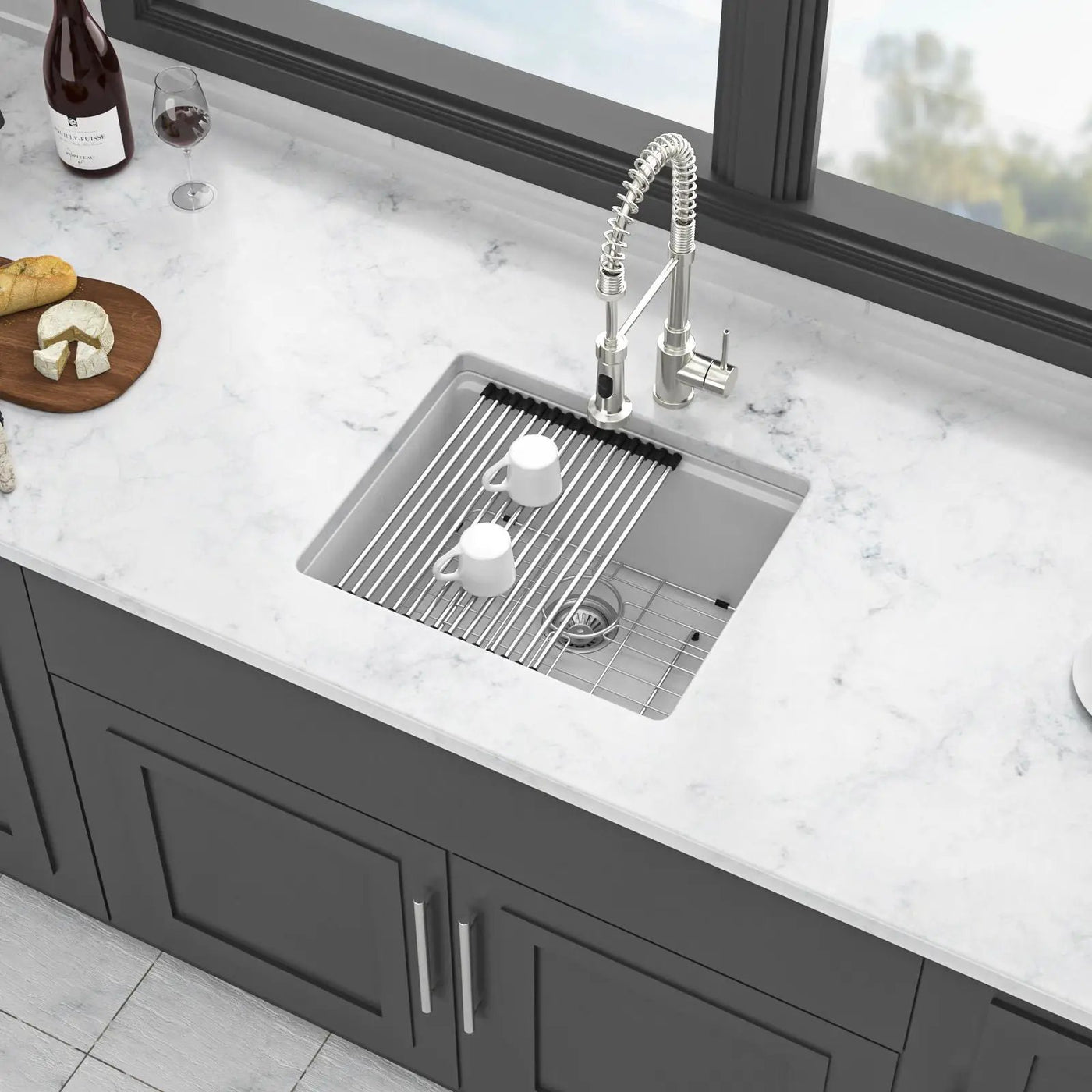 Quartz Composite Kitchen Sink With Workstation, Undermount by HouseOfZazla