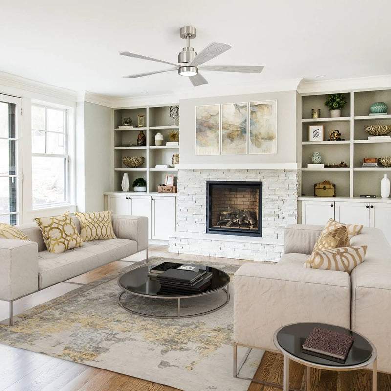Ultra Quiet Reversible Ceiling Fan With Dimmable LED Light - Brushed Nickel by HouseOfZazla