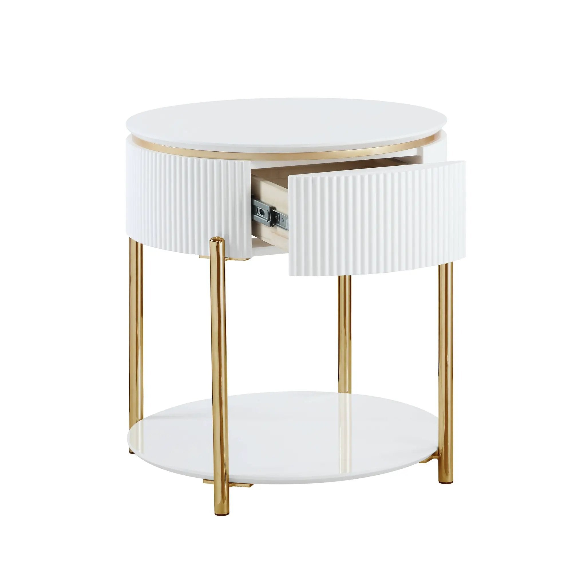 Daveigh - High Gloss End Table - Gold / White by Unique Piece Furniture