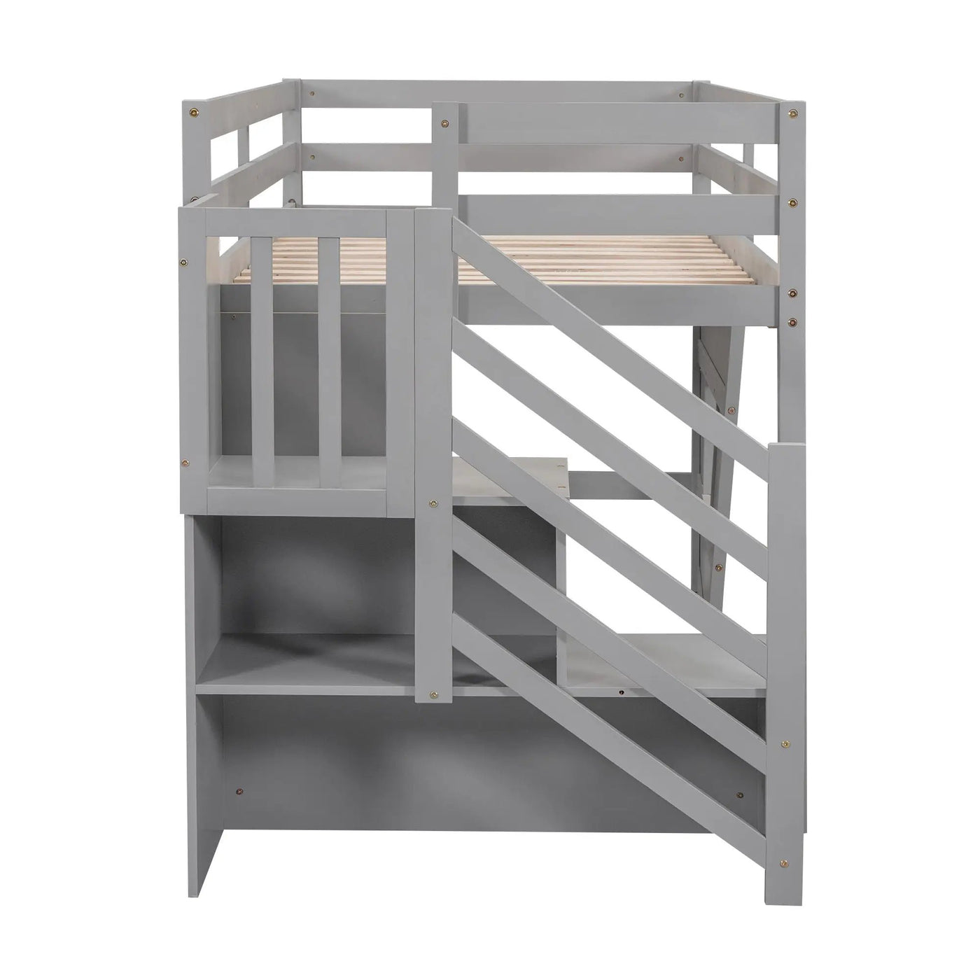 Loft Bed With Storage Staircase, Window & LED Light by HouseOfZazla