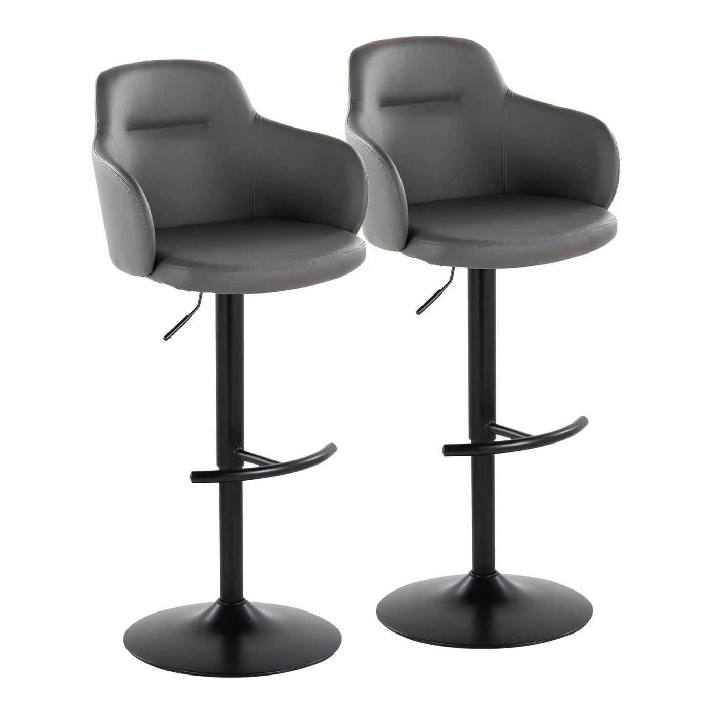 Boyne - Contemporary Adjustable Barstool With Swivel With Rounded T Footrest (Set of 2) by HouseOfZazla