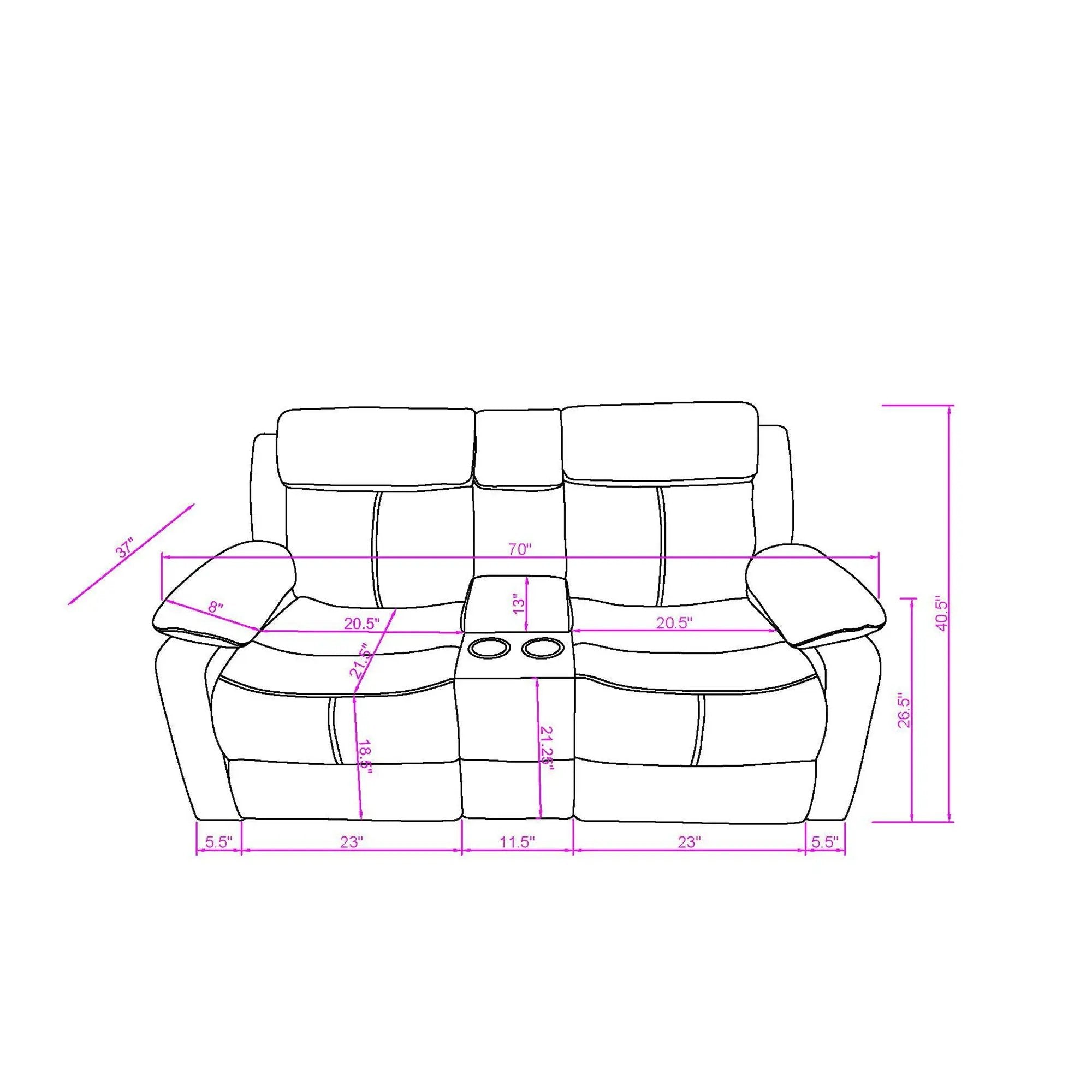 Blanche - Reclining Set With LED Lights, Speaker by Unique Piece Furniture