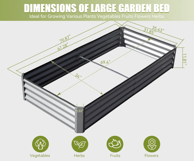 6x3x1ft Galvanized Raised Garden Bed by HouseOfZazla