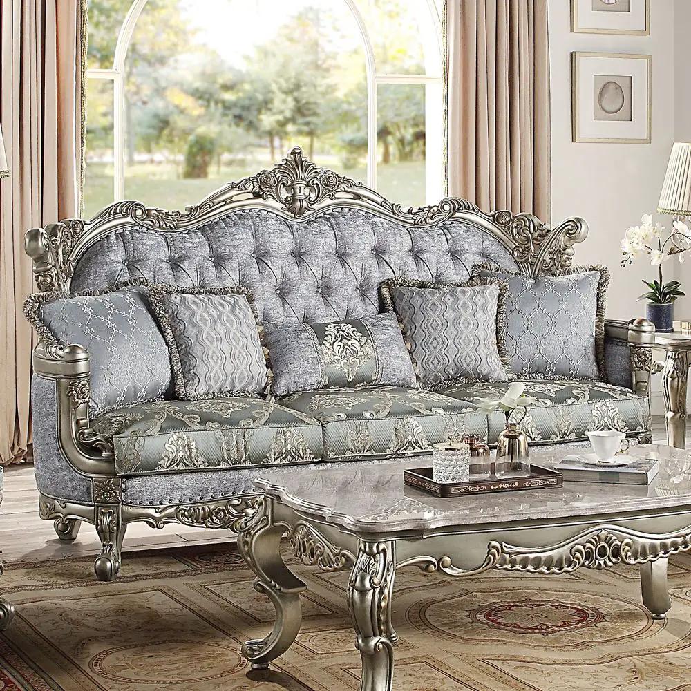 Miliani - Sofa With 5 Pillows - Fabric & Antique Bronze by Unique Piece Furniture