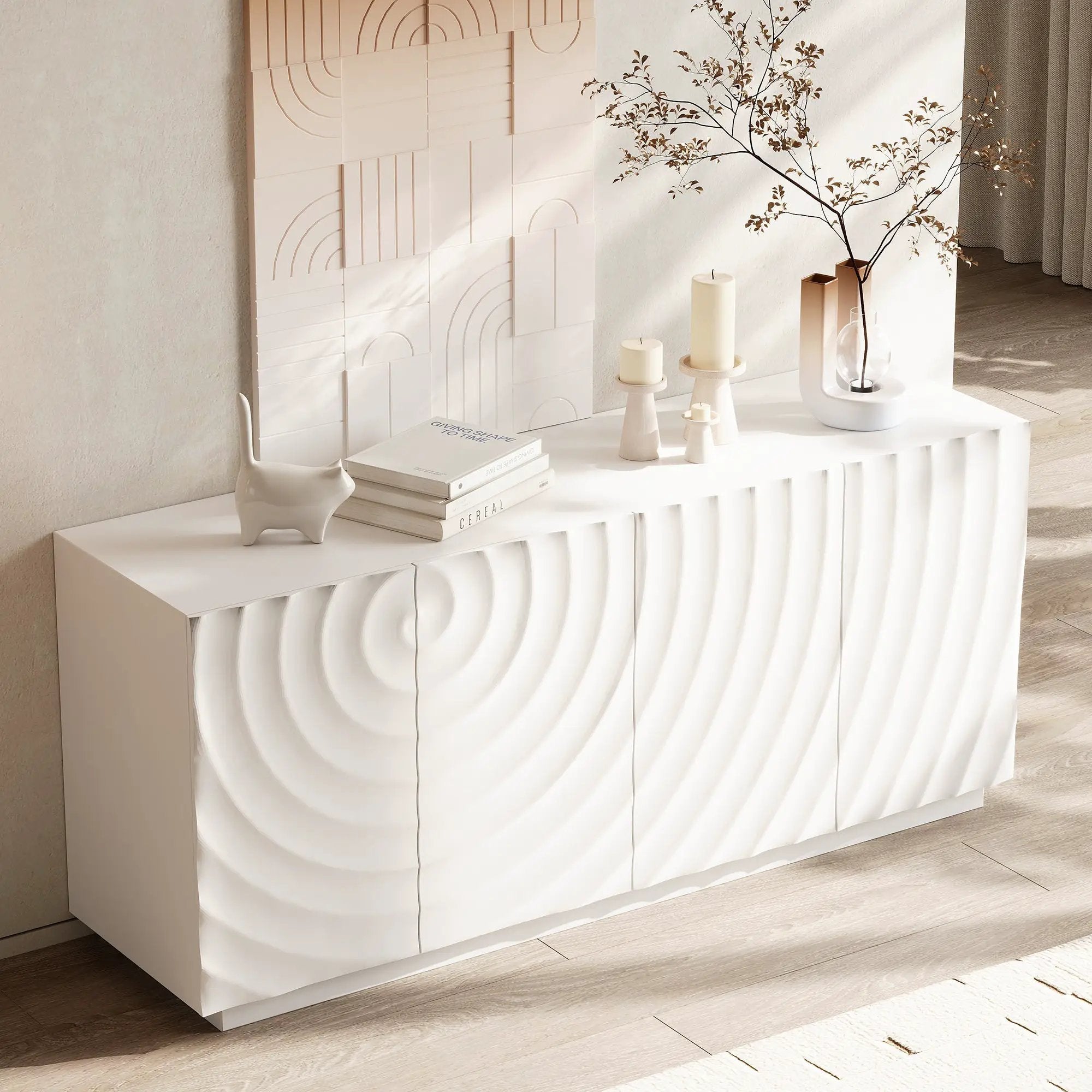 Buffet Cabinet with Storage - Modern 4-Door Sideboard by HouseOfZazla