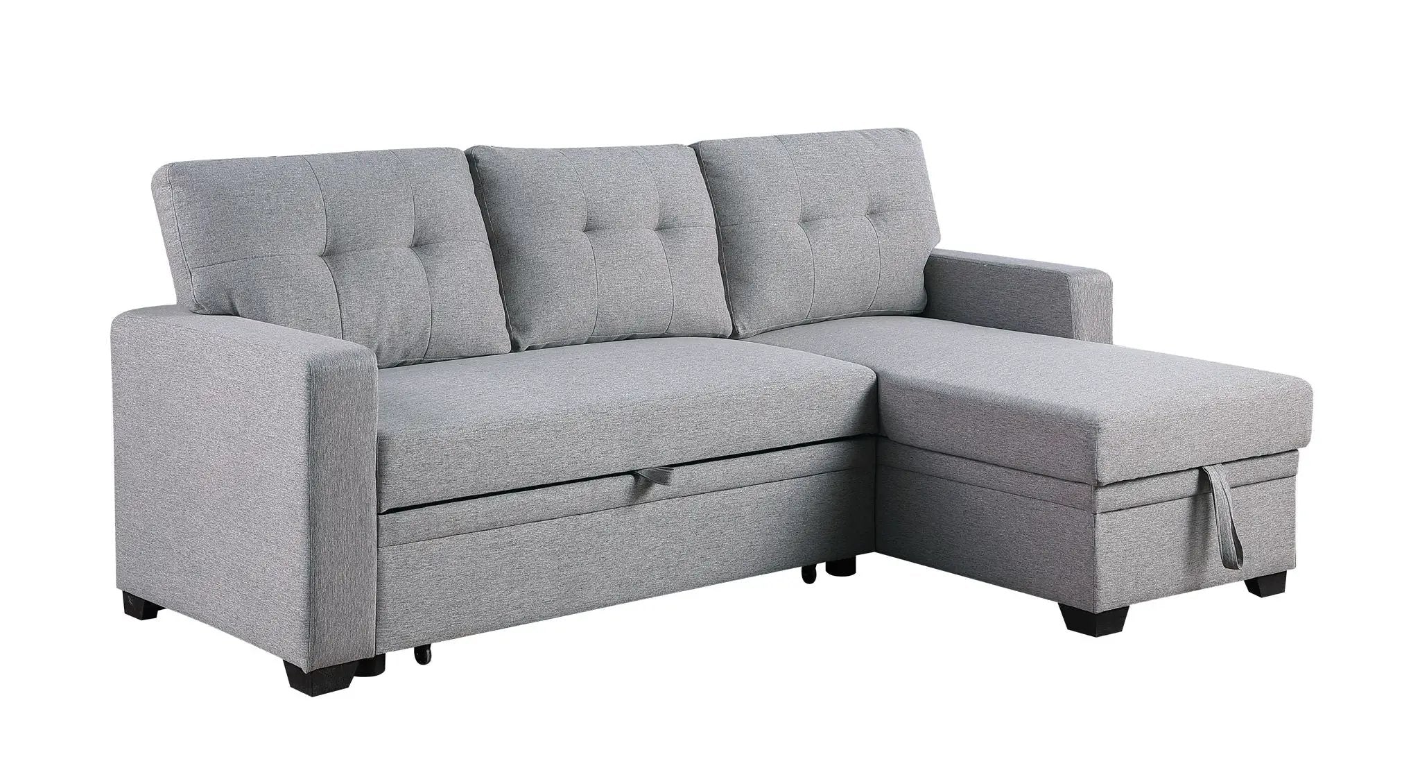 Upholstered Pull Out Sectional Sofa With Chaise by Unique Piece Furniture