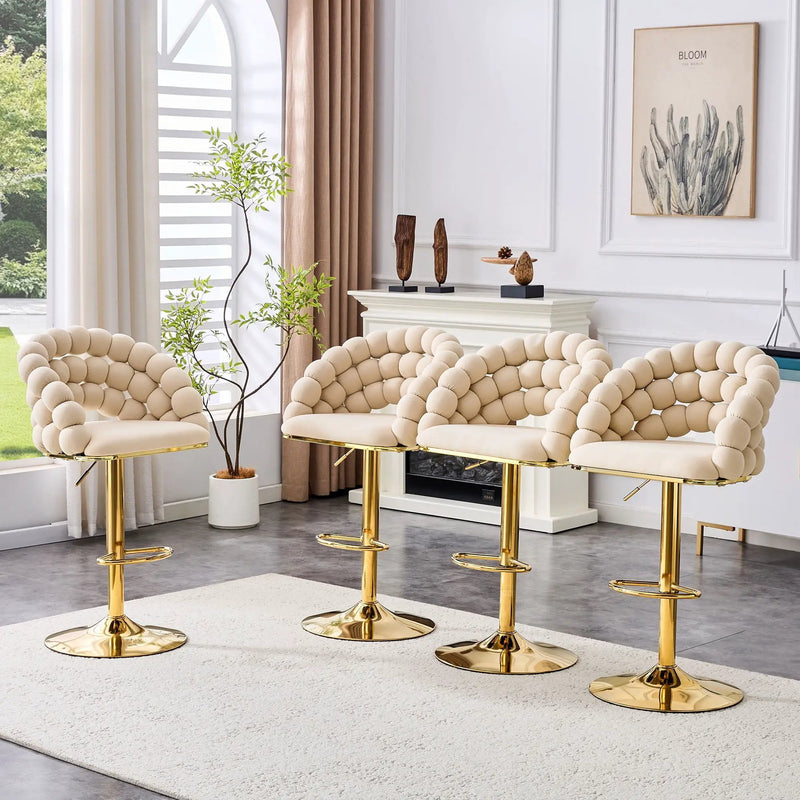 Puffy Bubble Chair, Ball Chain (Set of 2) - Beige / Gold by Unique Piece Furniture