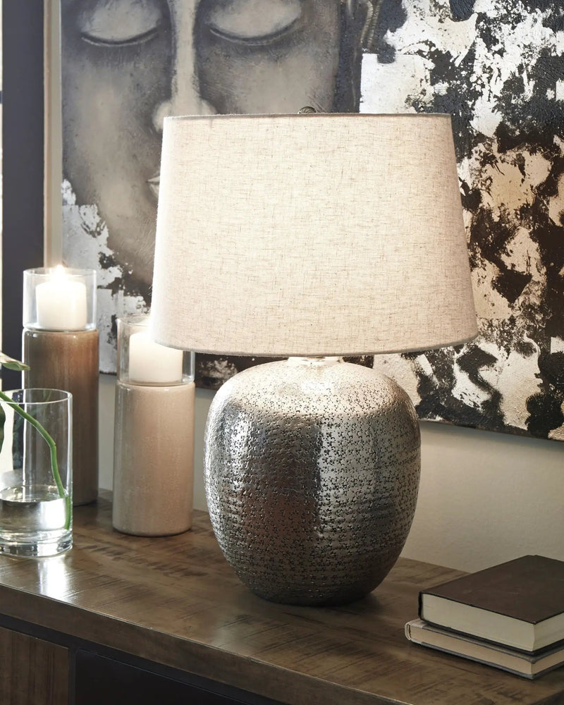Magalie - Metal Table Lamp - Antique Silver Finish by Unique Piece Furniture