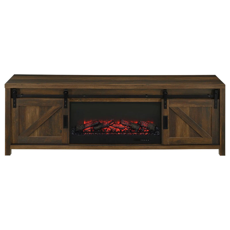 Enfield 71-inch TV Stand Fireplace Media Console Dark Pine by Unique Piece Furniture
