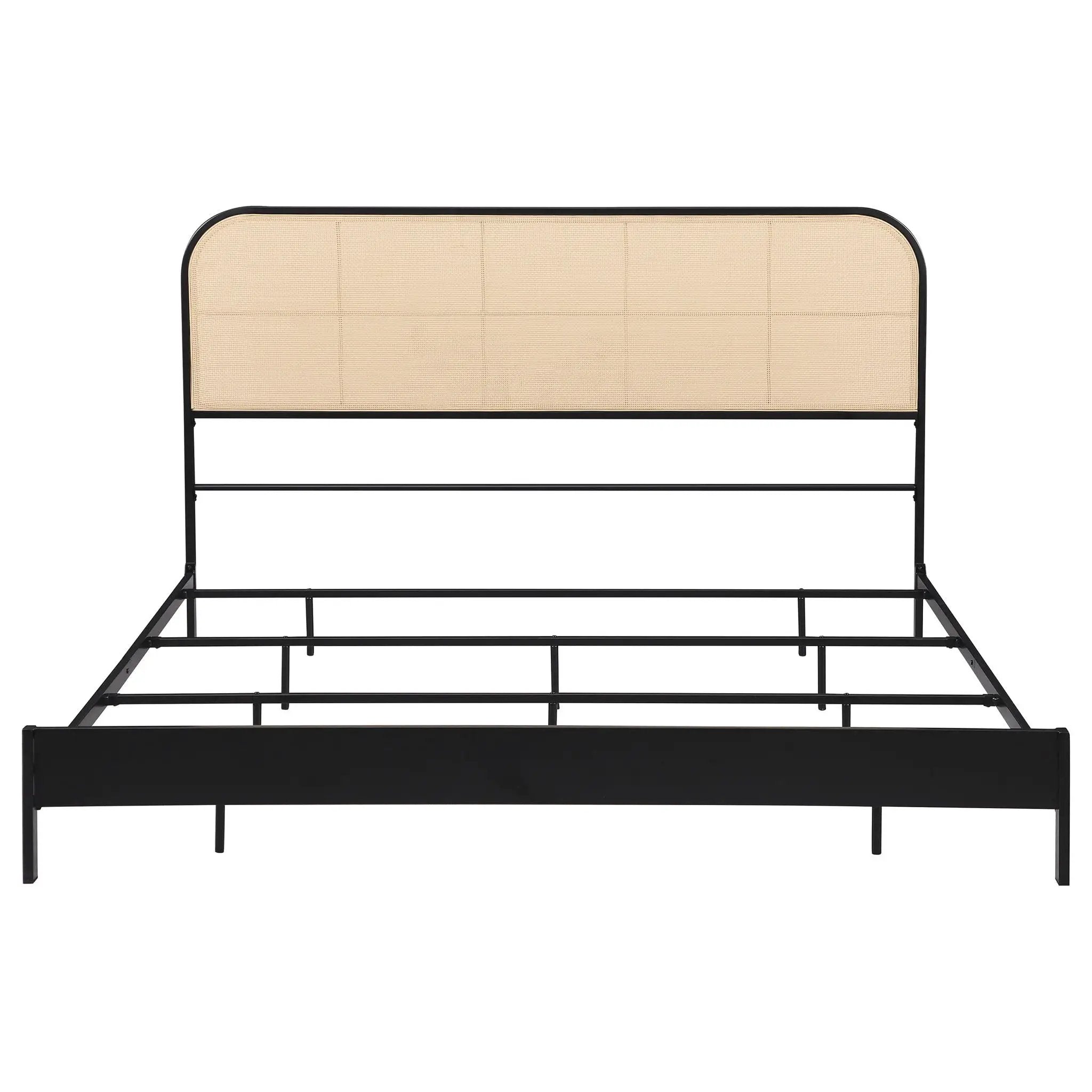 Amherst Radio Weave Rattan Metal Eastern King Bed Black by Unique Piece Furniture