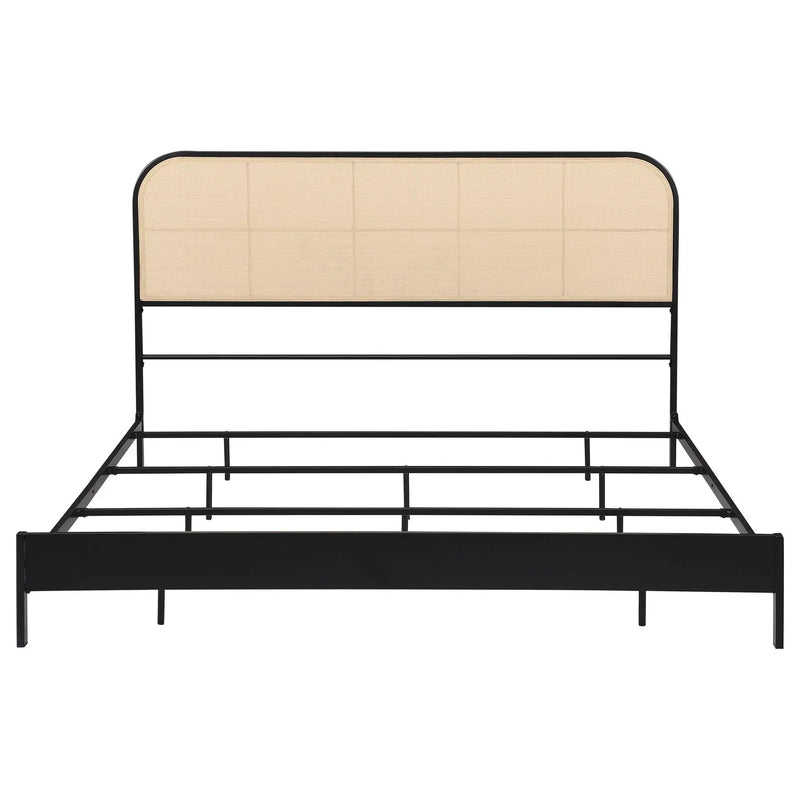 Amherst Radio Weave Rattan Metal Eastern King Bed Black by Unique Piece Furniture