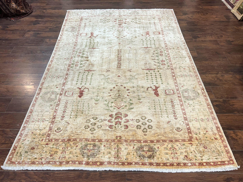 Pakistani Oushak Rug 6 x 9.6, Handmade Wool Peshawar Carpet, Farmhouse Rug by Jewel Rugs