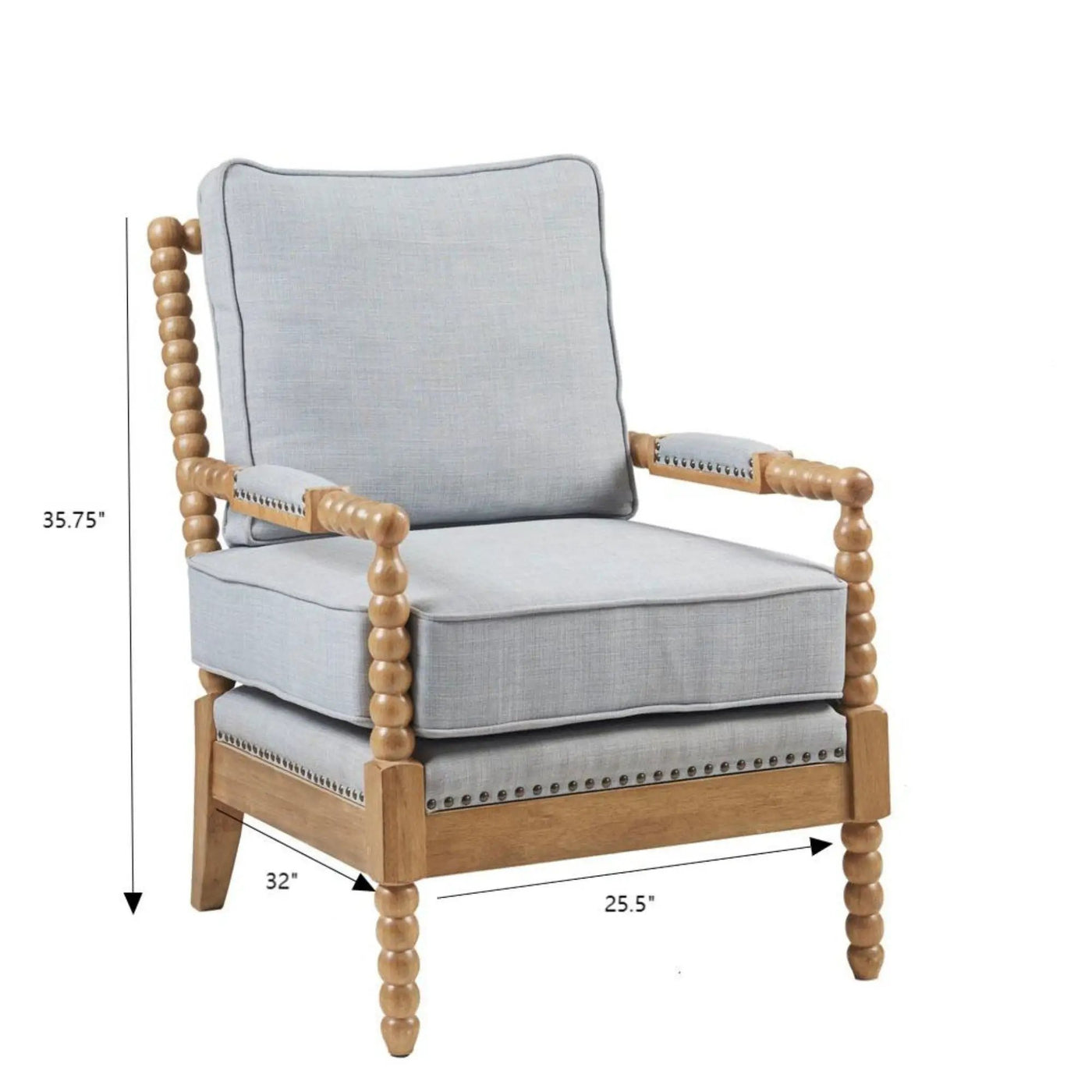 Arm Chair With Open Back Spindle Design, Padded Armrests by HouseOfZazla