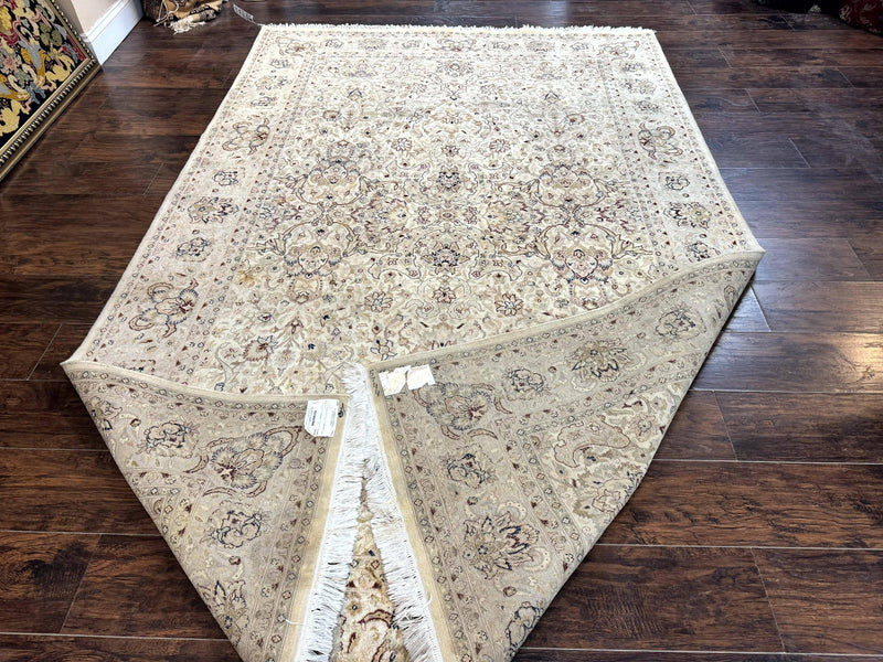 Pak Persian Rug 6x9, Vintage Handmade Wool Carpet, Floral, Beige by Jewel Rugs