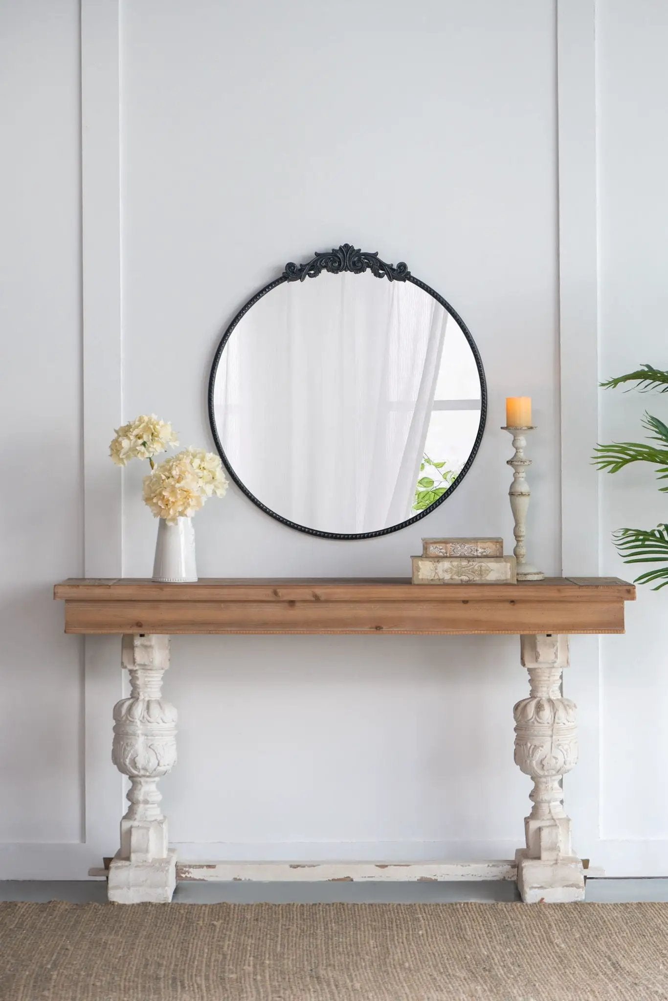 Classic Design Mirror With Baroque Inspired Frame For Bathroom, Entryway Console Lean Against Wall by Unique Piece Furniture