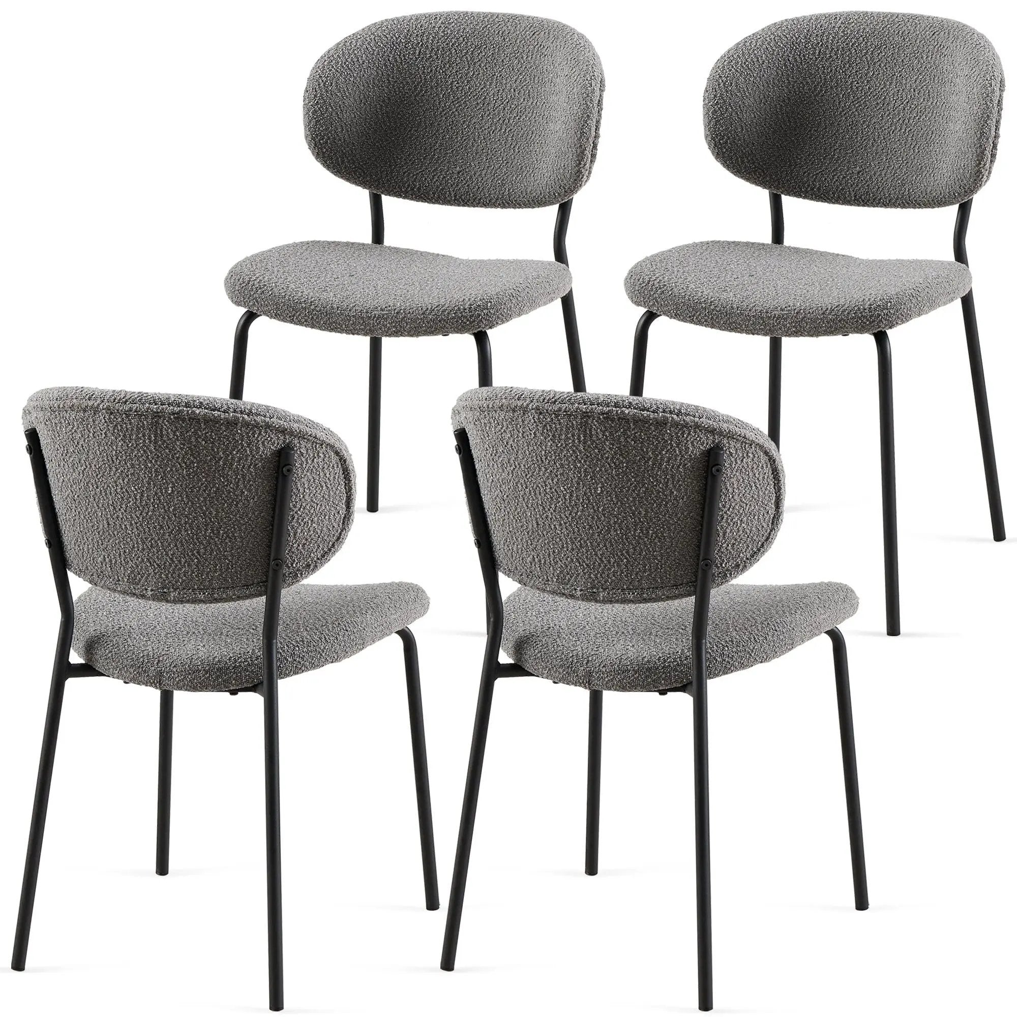 Boucle Dining Chairs, Dining Chairs With Metal Legs For Dining Room, Kitchen, Living Room by HouseOfZazla
