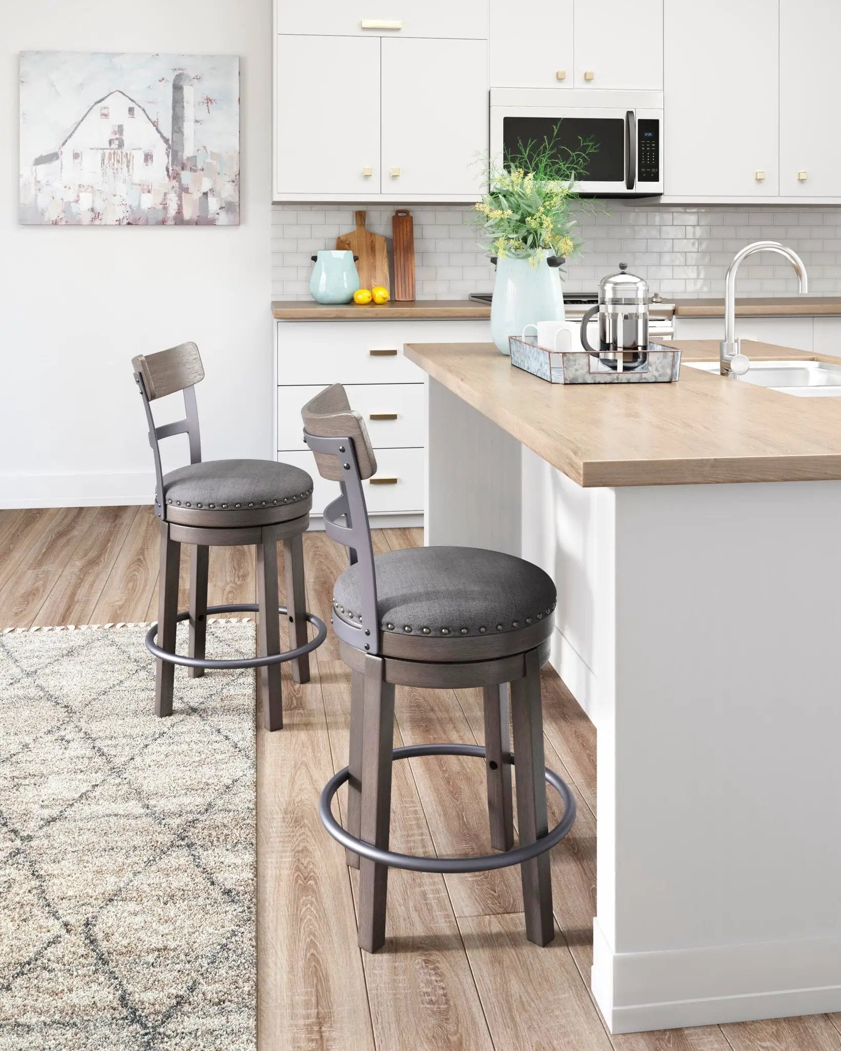 Caitbrook - UPH Swivel Barstool - Gray by Unique Piece Furniture