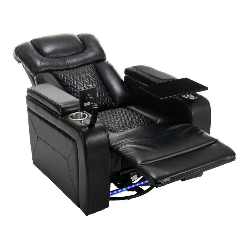 270 Degree Swivel Power Recliner With Tray Table, Phone Holder, Cup Holder, USB Port by HouseOfZazla