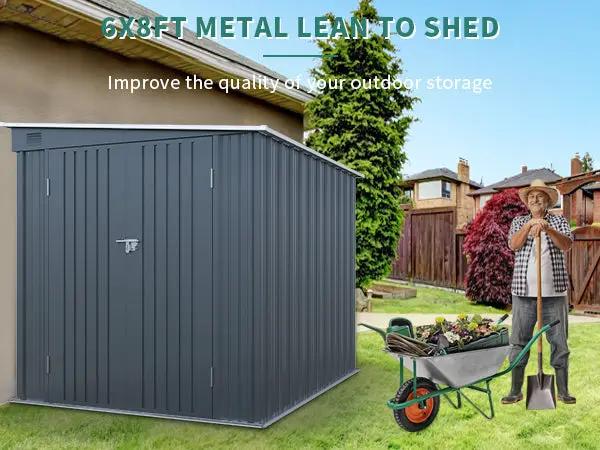 6x8FT Galvanized Steel Outdoor Storage Shed by HouseOfZazla