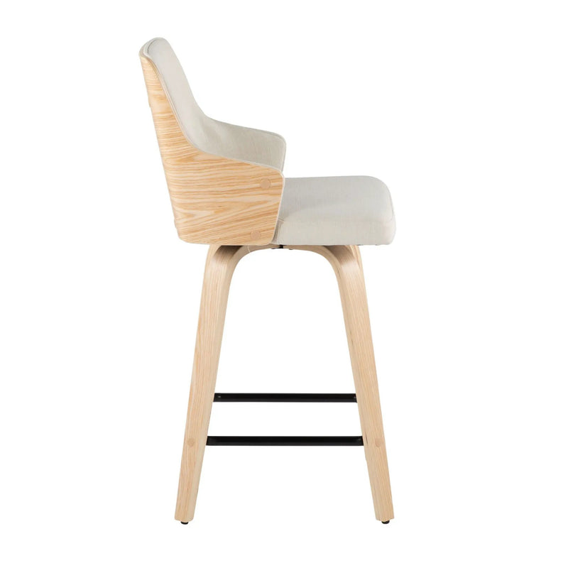 Stella - Contemporary Fixed Height Counter Stool With Swivel Square Footrest (Set of 2) by HouseOfZazla