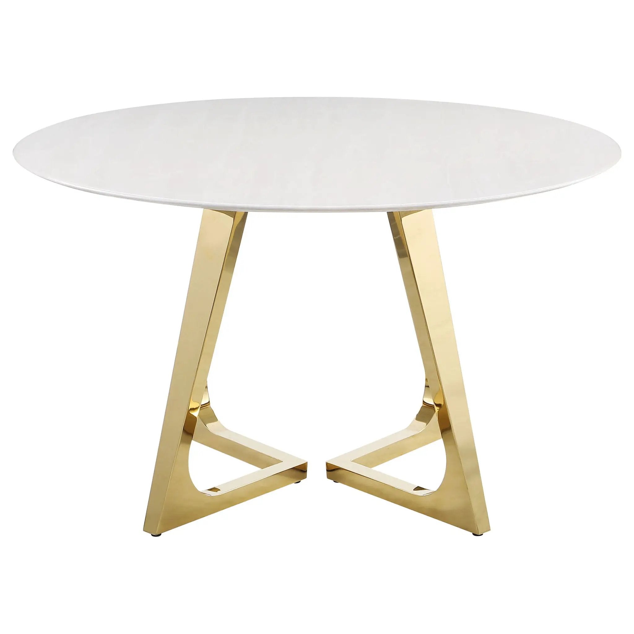 Gwynn Round 51-inch Marble Stainless Steel Dining Table Gold by Unique Piece Furniture