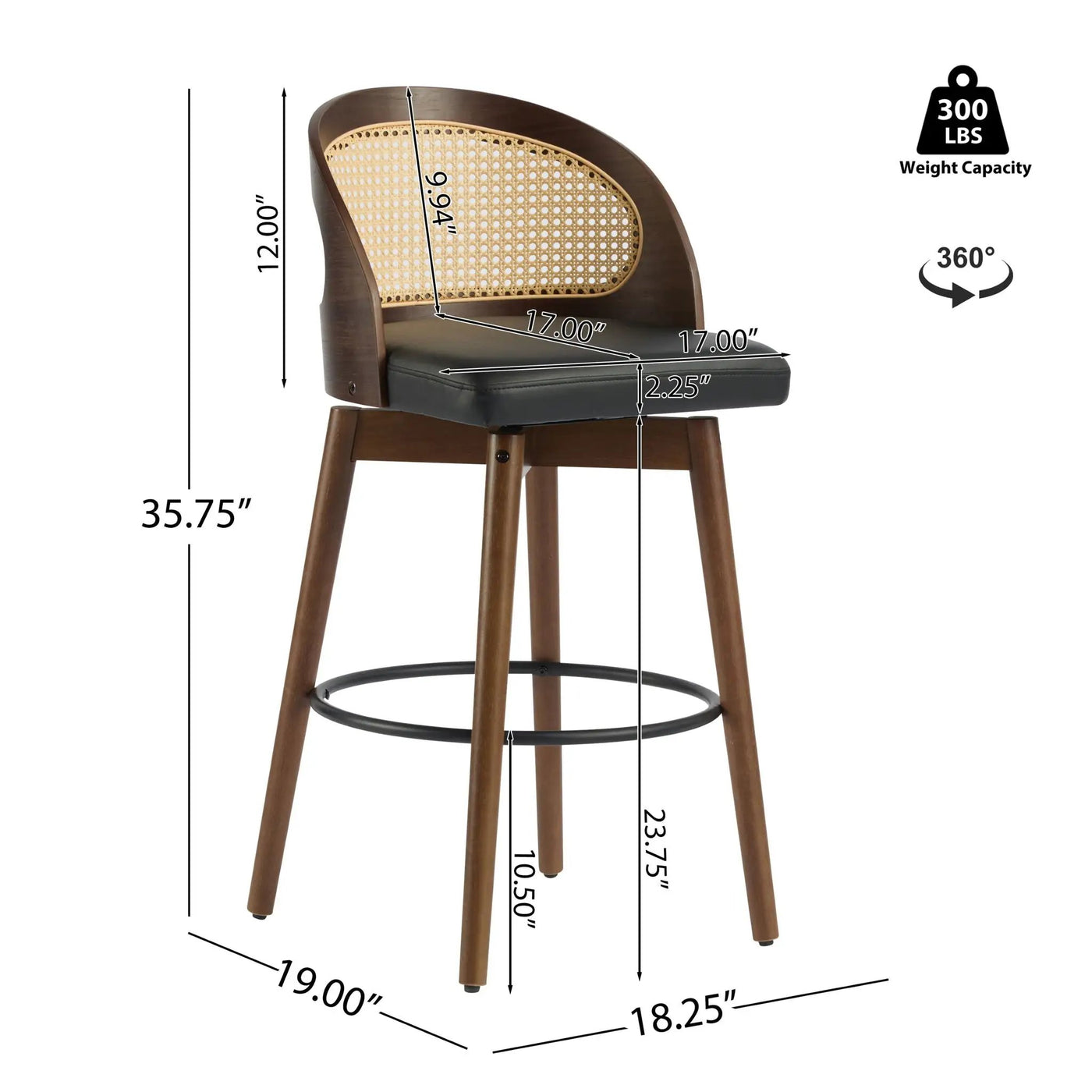 Como Indoor Wood Barstool Set of 2 by HouseOfZazla
