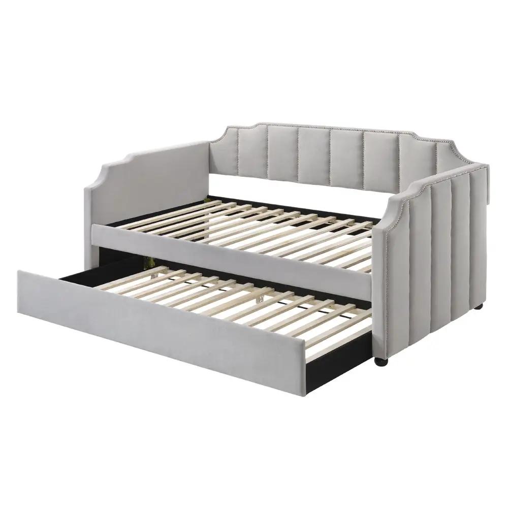Peridot - Twin Daybed With Trundle - Dove Gray Velvet by Unique Piece Furniture