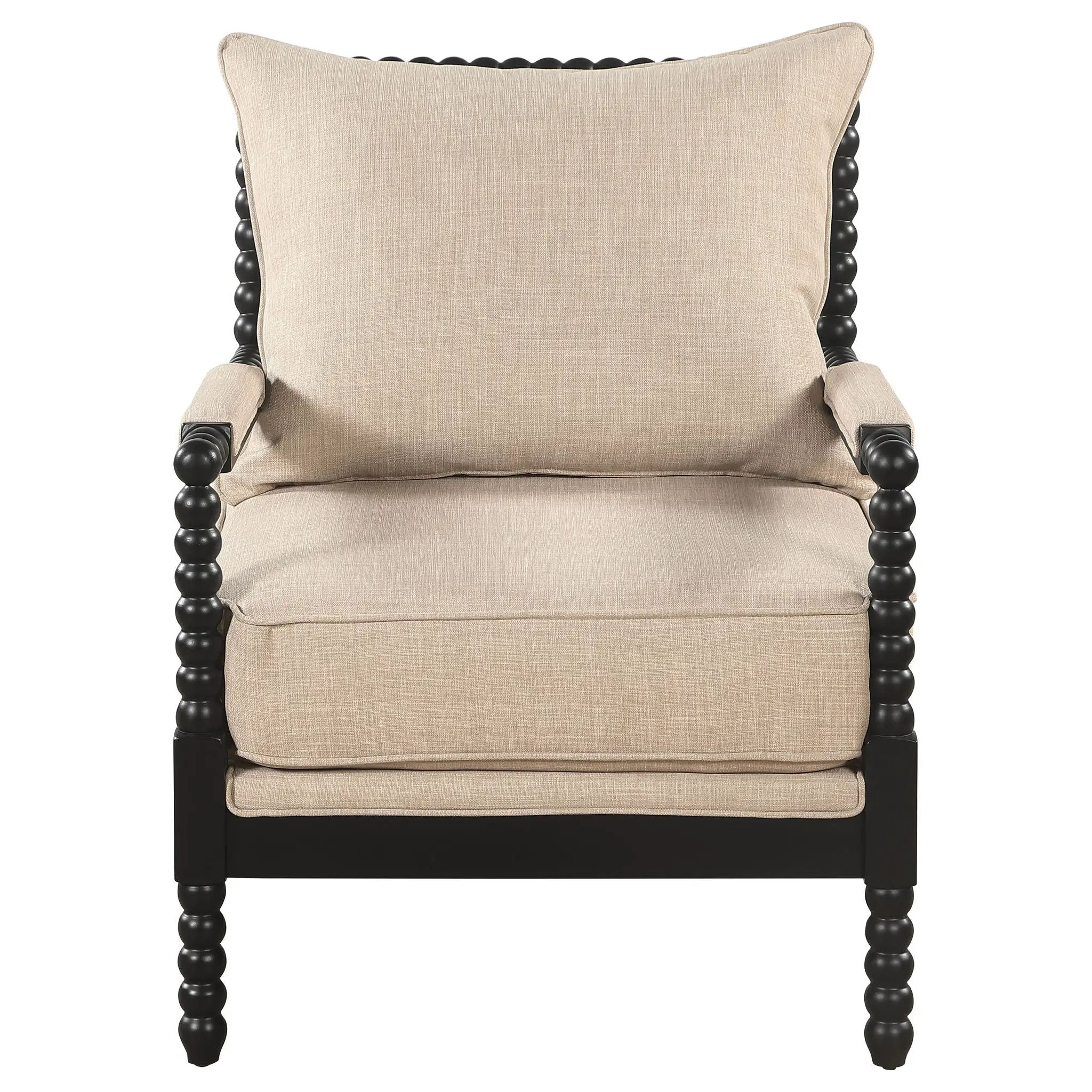 Blanchett Upholstered Bobbin Accent Chair Beige and Black by Unique Piece Furniture