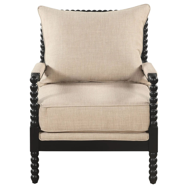 Blanchett Upholstered Bobbin Accent Chair Beige and Black by Unique Piece Furniture