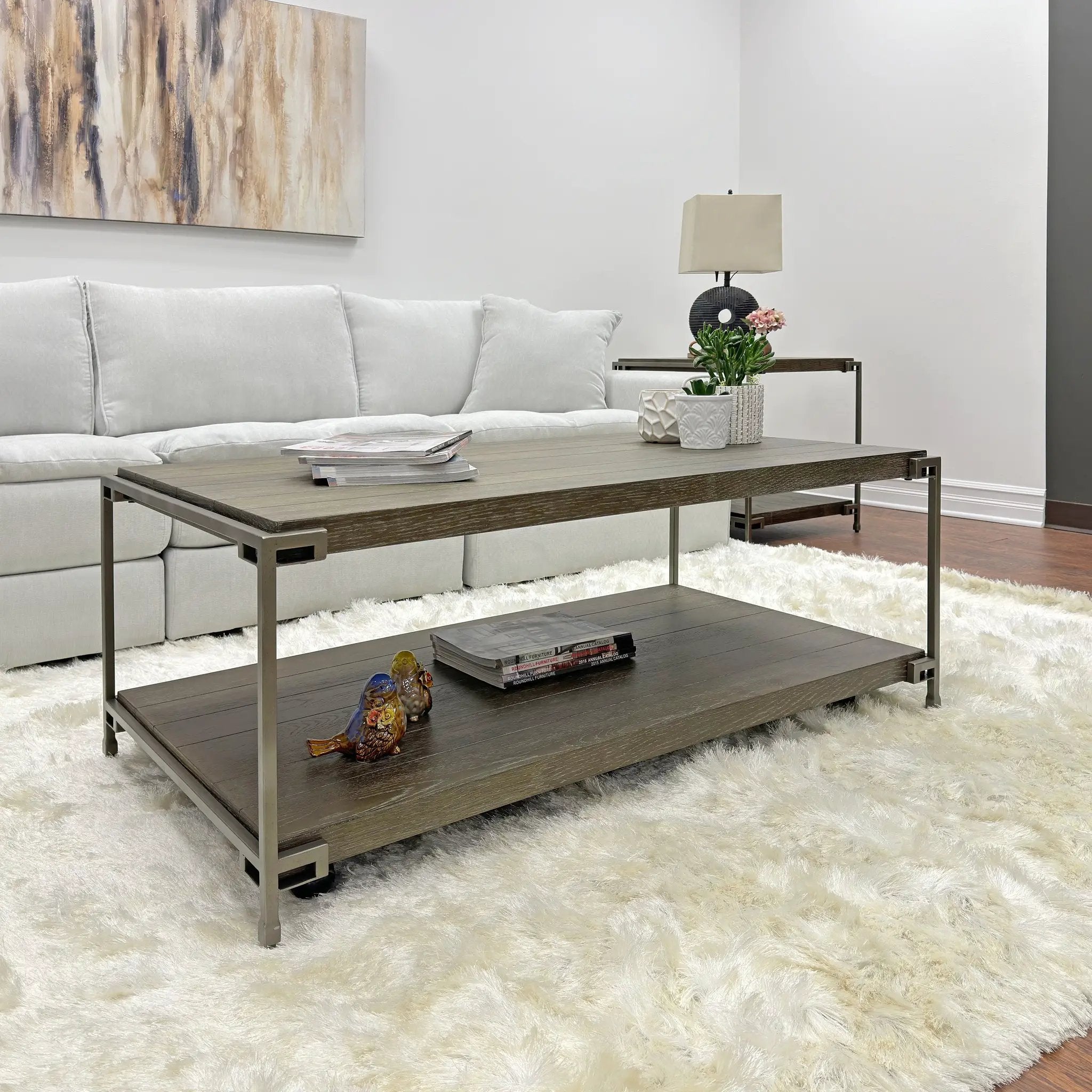 Corbeta 3-Piece Metal Frame Wood Living Room Coffee Table Set by HouseOfZazla