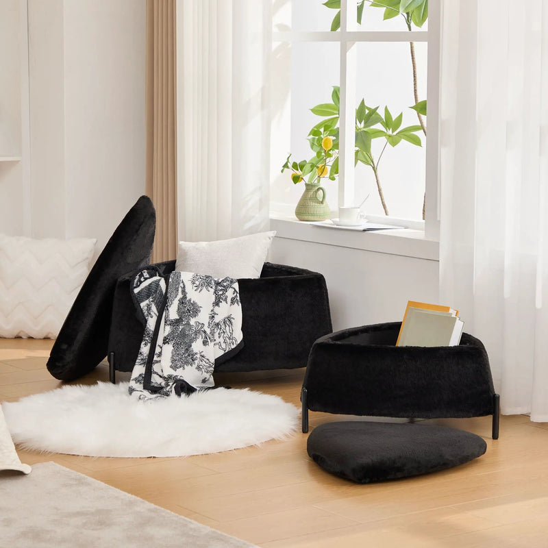 Upholstered Storage Ottoman Set With Reversible Lid by Unique Piece Furniture