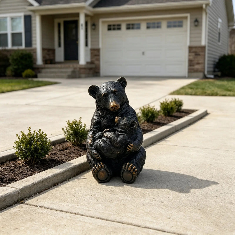 14" Tall Mother Bear Hugging Cub Garden Statue by HouseOfZazla