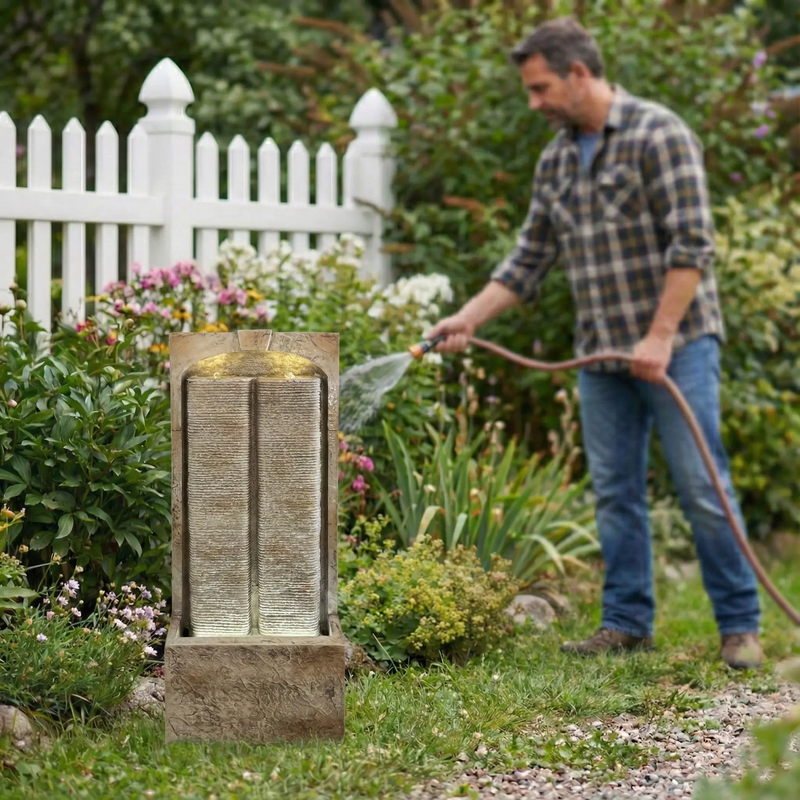 39 Inch Outdoor Water Fountain with Pump by HouseOfZazla
