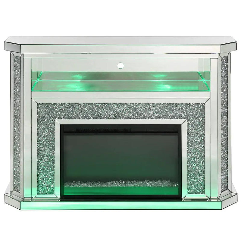 Noralie - 51" Fireplace With LED - Mirrored & Faux Diamonds by Unique Piece Furniture